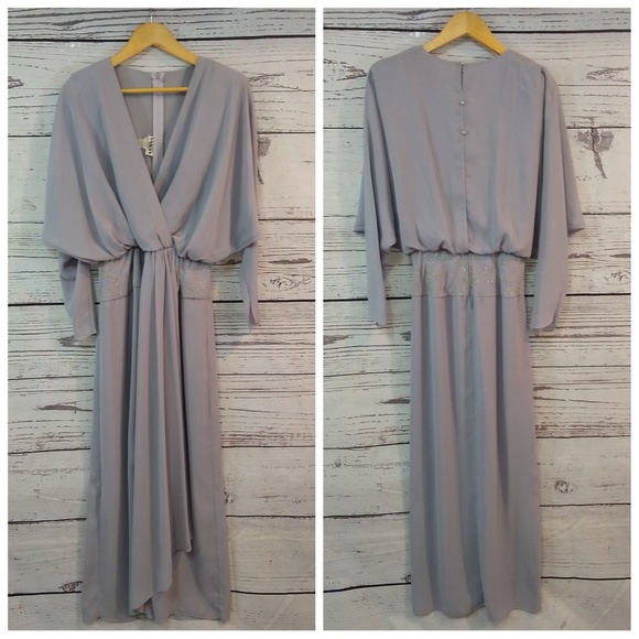 80s elegant grecian draped maxi dress - Picture 3 of 5